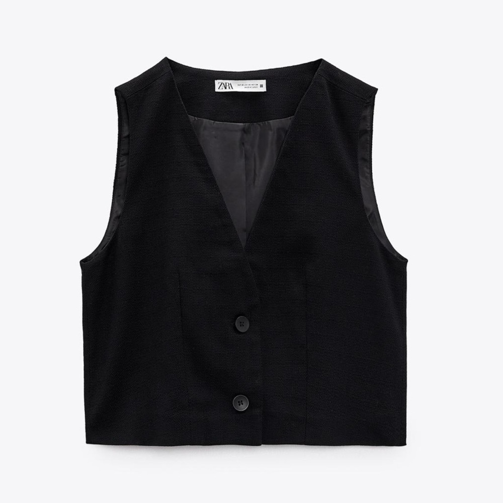 ZARA RUSTIC FABRIC CROP VEST